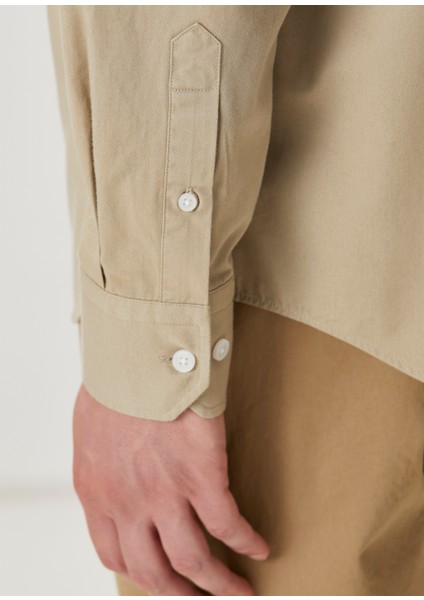 Comfort Fit Deve Tüyü Gabardin Gömlek