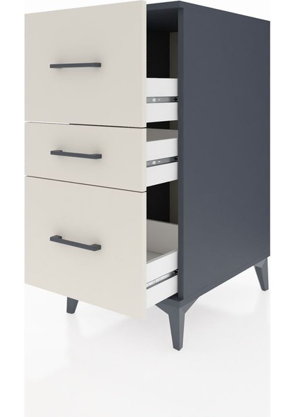 Kronos Komodin 3 Çekmeceli 44X59X96 Antrasit-Aytaşı fırsatları