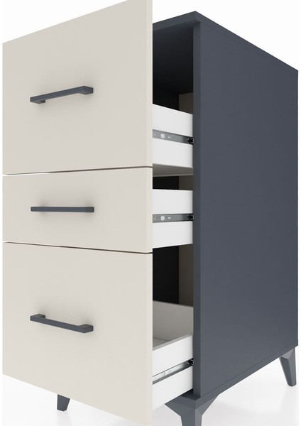 Kronos Komodin 3 Çekmeceli 44X59X96 Antrasit-Aytaşı indirimleri