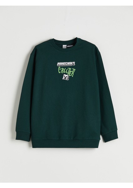 Yeni Sezon Bisiklet Yaka Minecraft Baskılı Erkek Çocuk Sweatshirt