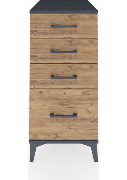 Kronos Komodin 4 Çekmeceli 44X59X96 Antrasit-Çam
