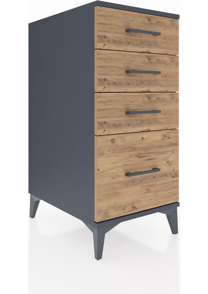 Kronos Komodin 4 Çekmeceli 44X59X96 Antrasit-Çam fiyatları