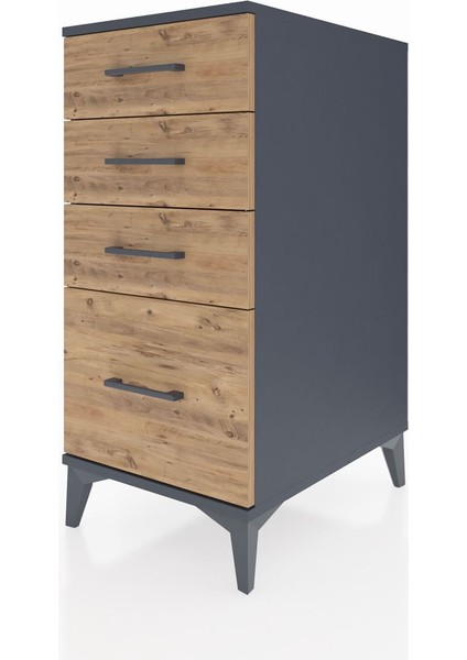 Kronos Komodin 4 Çekmeceli 44X59X96 Antrasit-Çam modelleri