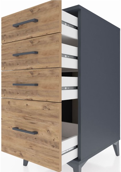 Kronos Komodin 4 Çekmeceli 44X59X96 Antrasit-Çam indirimleri