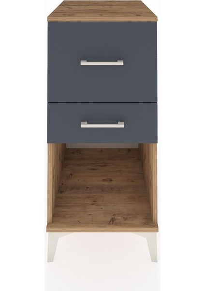 Kronos Komodin 2 Çekmeceli 44X59X96 Çam-Antrasit