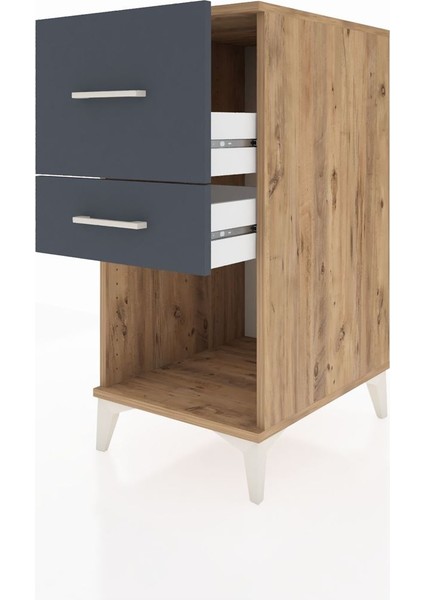 Kronos Komodin 2 Çekmeceli 44X59X96 Çam-Antrasit fırsatları