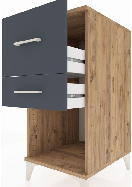 Kronos Komodin 2 Çekmeceli 44X59X96 Çam-Antrasit indirimleri