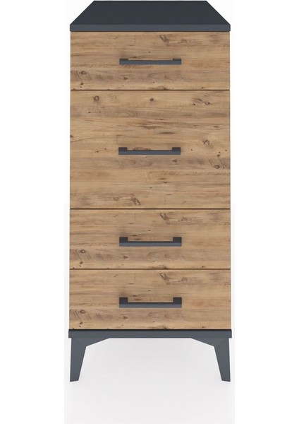 Kronos Komodin 4 Çekmeceli 44X59X96 Antrasit-Çam