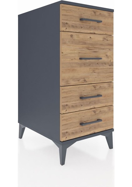 Kronos Komodin 4 Çekmeceli 44X59X96 Antrasit-Çam fiyatları