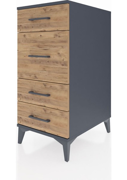 Kronos Komodin 4 Çekmeceli 44X59X96 Antrasit-Çam modelleri