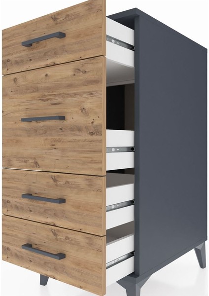 Kronos Komodin 4 Çekmeceli 44X59X96 Antrasit-Çam indirimleri