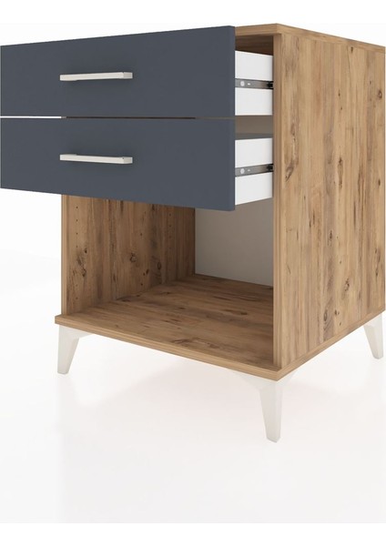 Kronos Komodin 2 Çekmeceli 60X59X80 Çam-Antrasit fırsatları