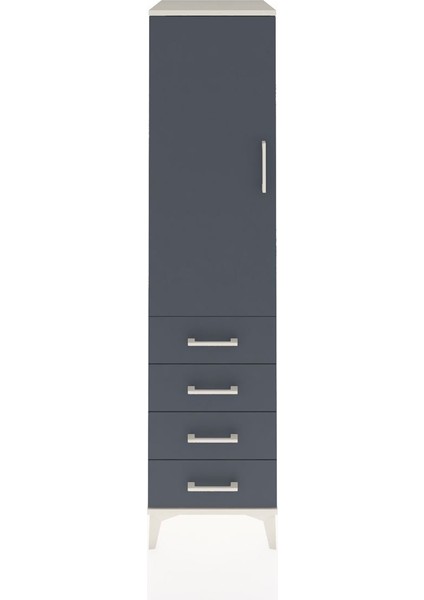 Kronos Dolap 2 Raflı 4 Çekmeceli Tek Kapaklı 44X59X182 Aytaşı-Antrasit