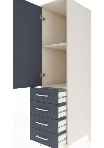 Kronos Dolap 2 Raflı 4 Çekmeceli Tek Kapaklı 44X59X182 Aytaşı-Antrasit indirimleri