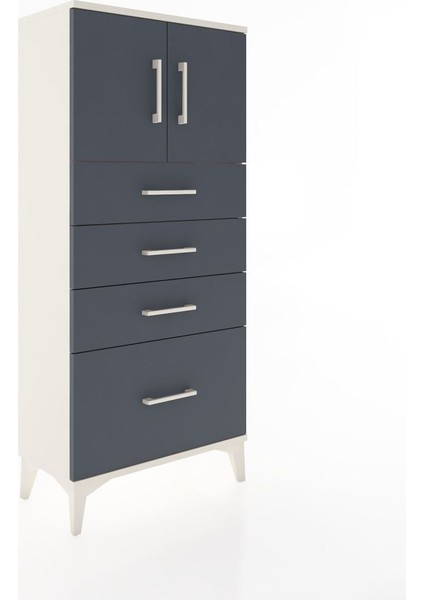 Hyperion Dolap Tek Raflı 4 Çekmeceli 2 Kapaklı 60X44X134 Aytaşı-Antrasit fiyatları