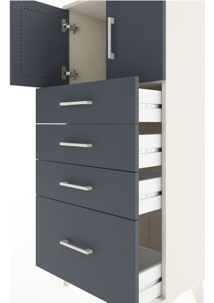 Hyperion Dolap Tek Raflı 4 Çekmeceli 2 Kapaklı 60X44X134 Aytaşı-Antrasit indirimleri