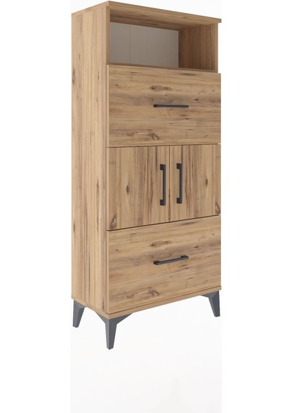 Arges Dolap 2 Raflı 2 Çekmeceli 2 Kapaklı 60X30X134 Çam-Çam fiyatları