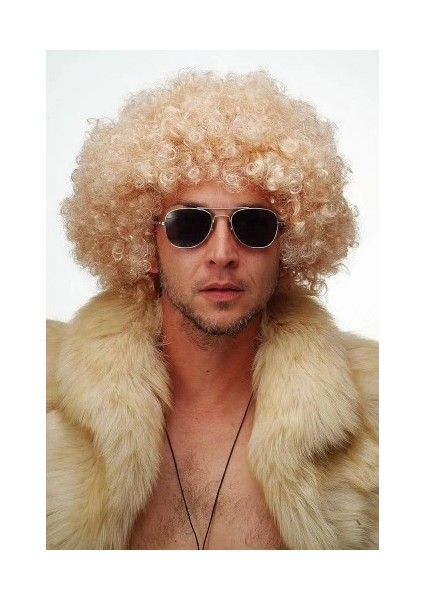 Altın Renk Kıvırcık Afro Parti Peruğu modelleri