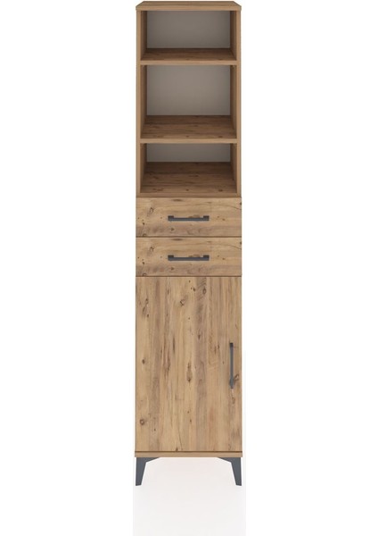 Hyperion Dolap 4 Raflı 2 Çekmeceli Tek Kapaklı 44X44X195 Çam-Çam