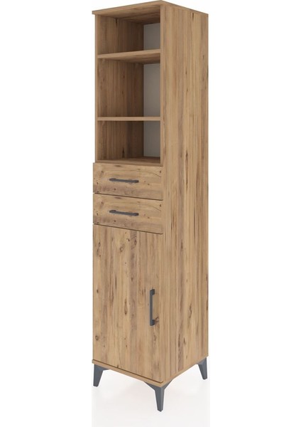 Hyperion Dolap 4 Raflı 2 Çekmeceli Tek Kapaklı 44X44X195 Çam-Çam modelleri