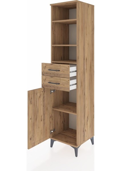 Hyperion Dolap 4 Raflı 2 Çekmeceli Tek Kapaklı 44X44X195 Çam-Çam fırsatları