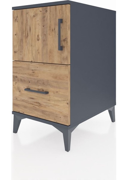 Kronos Komodin 2 Raflı Tek Çekmeceli Tek Kapaklı 44X59X80 Antrasit-Çam modelleri