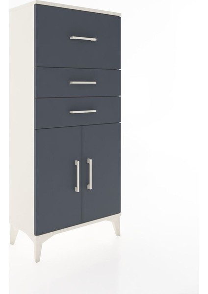 Hyperion Dolap Tek Raflı 3 Çekmeceli 2 Kapaklı 60X44X134 Aytaşı-Antrasit fiyatları