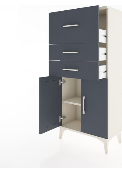 Hyperion Dolap Tek Raflı 3 Çekmeceli 2 Kapaklı 60X44X134 Aytaşı-Antrasit fırsatları