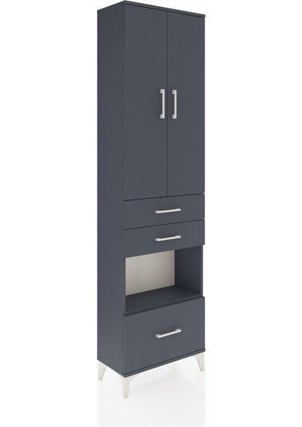 Arges Dolap 4 Raflı 3 Çekmeceli 2 Kapaklı 60X30X221 Antrasit-Antrasit fiyatları