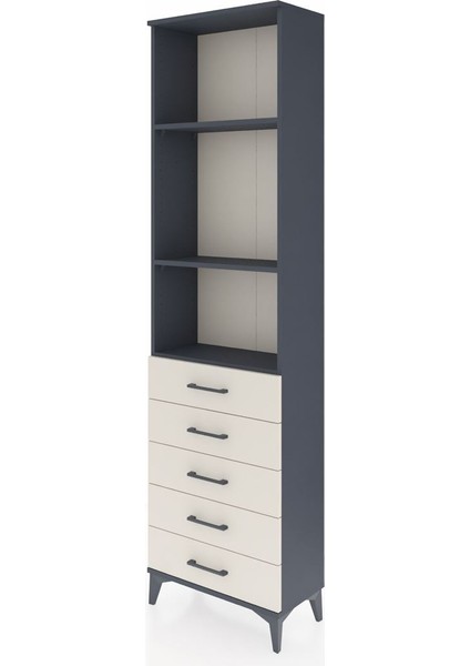 Arges Dolap 3 Raflı 5 Çekmeceli 60X30X221 Antrasit-Aytaşı modelleri