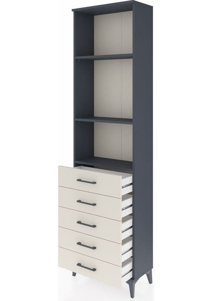 Arges Dolap 3 Raflı 5 Çekmeceli 60X30X221 Antrasit-Aytaşı fırsatları