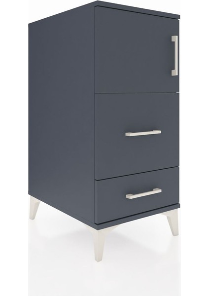 Kronos Komodin Tek Raflı 2 Çekmeceli Tek Kapaklı 44X59X96 Antrasit-Antrasit fiyatları