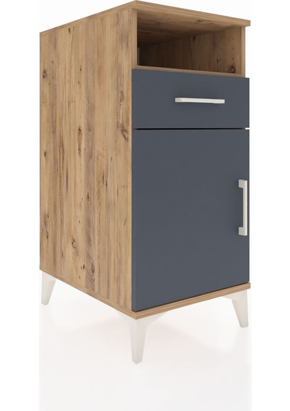 Kronos Komodin 2 Raflı Tek Çekmeceli Tek Kapaklı 44X59X96 Çam-Antrasit fiyatları