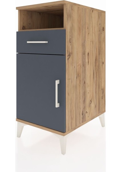 Kronos Komodin 2 Raflı Tek Çekmeceli Tek Kapaklı 44X59X96 Çam-Antrasit modelleri