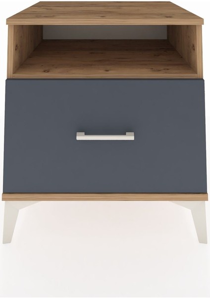 Kronos Komodin Tek Raflı Tek Çekmeceli 60X59X64 Çam-Antrasit fiyatları