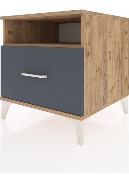 Kronos Komodin Tek Raflı Tek Çekmeceli 60X59X64 Çam-Antrasit indirimleri
