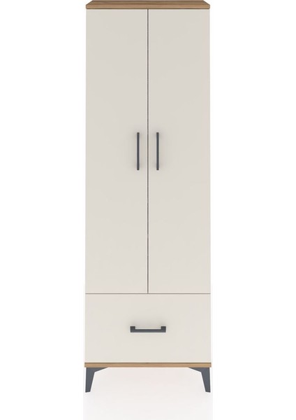 Arges Dolap 4 Raflı Tek Çekmeceli 2 Kapaklı 60X30X182 Çam-Aytaşı