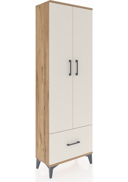 Arges Dolap 4 Raflı Tek Çekmeceli 2 Kapaklı 60X30X182 Çam-Aytaşı fiyatları