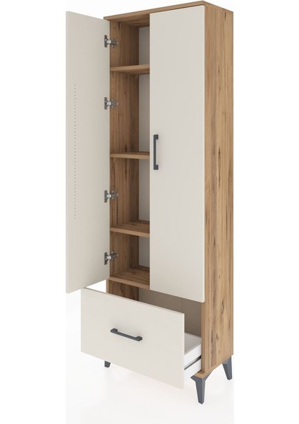 Arges Dolap 4 Raflı Tek Çekmeceli 2 Kapaklı 60X30X182 Çam-Aytaşı fırsatları