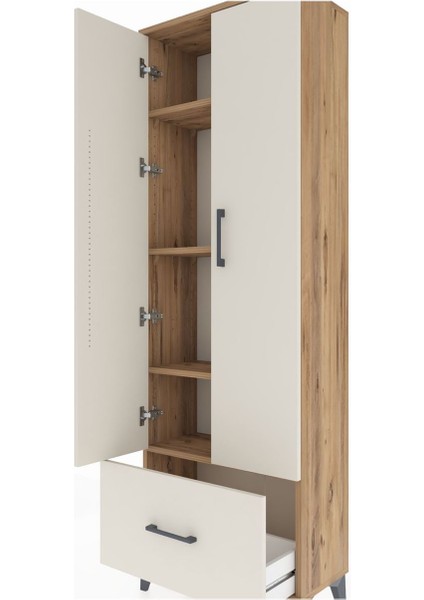 Arges Dolap 4 Raflı Tek Çekmeceli 2 Kapaklı 60X30X182 Çam-Aytaşı indirimleri