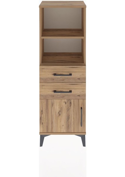 Arges Dolap 2 Raflı 2 Çekmeceli Tek Kapaklı 44X30X134 Çam-Çam