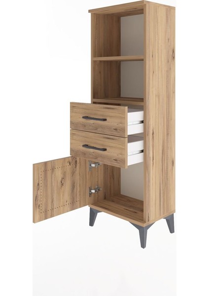 Arges Dolap 2 Raflı 2 Çekmeceli Tek Kapaklı 44X30X134 Çam-Çam fırsatları