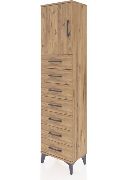 Arges Dolap 2 Raflı 7 Çekmeceli Tek Kapaklı 44X30X182 Çam-Çam modelleri