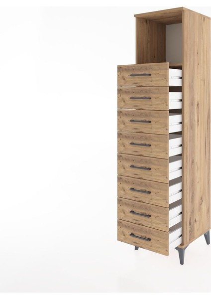 Hyperion Dolap Tek Raflı 8 Çekmeceli 44X44X182 Çam-Çam fırsatları