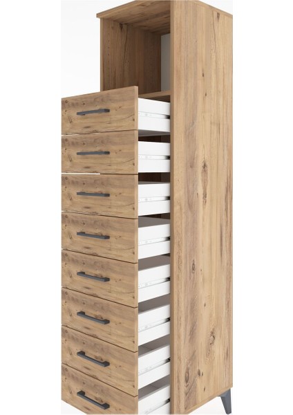 Hyperion Dolap Tek Raflı 8 Çekmeceli 44X44X182 Çam-Çam indirimleri