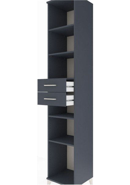 Hyperion Dolap 5 Raflı 2 Çekmeceli 44X44X243 Antrasit-Antrasit indirimleri