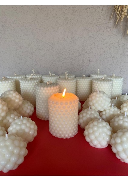 3 Adet Bubble Dekoratif Kokulu Mum - Pearly Candle - Inci Mum Soya Wax Vegan Mum fiyatları
