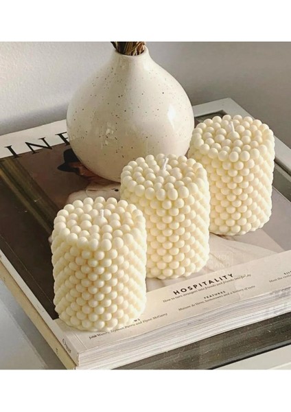 3 Adet Bubble Dekoratif Kokulu Mum - Pearly Candle - Inci Mum Soya Wax Vegan Mum modelleri