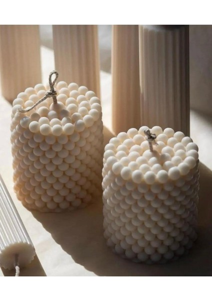 3 Adet Bubble Dekoratif Kokulu Mum - Pearly Candle - Inci Mum Soya Wax Vegan Mum