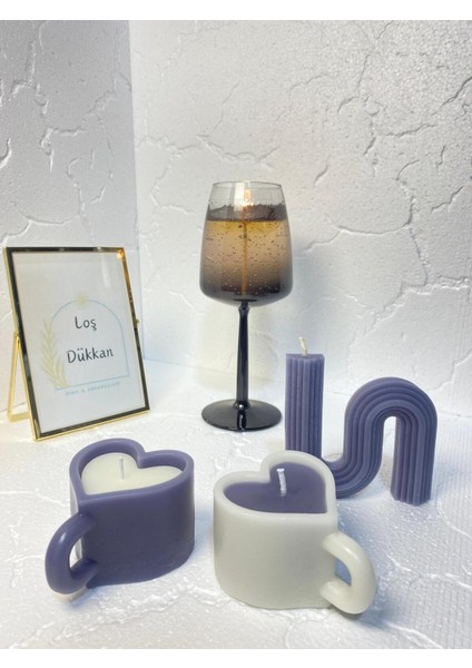 3 Lü Set - S Şekilli Mum,kalpli Fincan Şekilli Mum